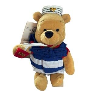 Disney Store Winnie the Pooh Bear Baseball Bean Bag Plush Stuffed Toy 8” NWT